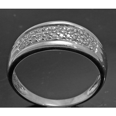 9ct White Gold Pave-Set Diamond Ring
