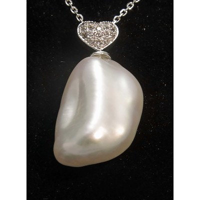 Large Baroque Cultured Pearl Pendant - Sterling Silver Setting
