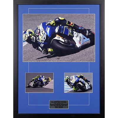 Valentino Rossi Memorabilia - Framed Set of Three Photographs with Plaque