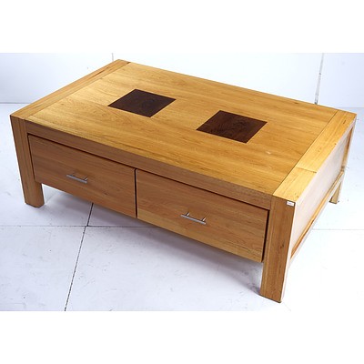 Contemporary Hardwood Coffee Table with Two Drawers