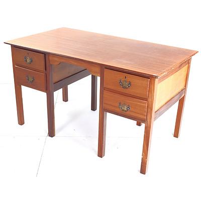 Vintage Maple Four Drawer Desk with Quennsland Walnut Veneer Top