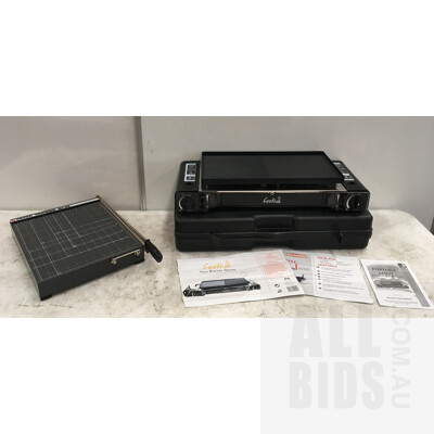 Open Industries Paper Trimmer No 3S And Festiva FT2250SP 2 Burner Butane Stove With Non-Stick Cooking Plate