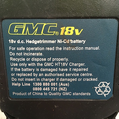 GMC 18v Cordless Electric Hedge Trimmer (HT18v)