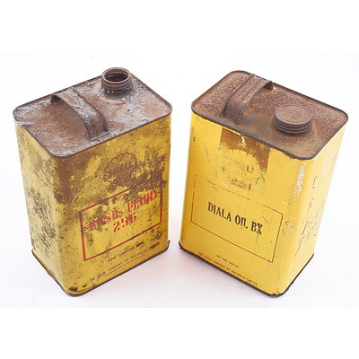 Two Vintage Shell One Gallon Oil Tins (2)