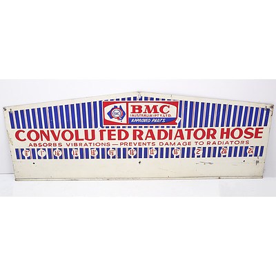 Vintage Enamelled Metal BMC Convoluted Radiators Hose Plugs Sign