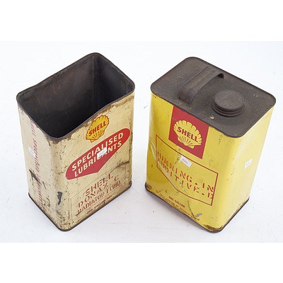 Two Vintage Shell One Gallon Tins (2)