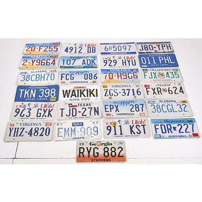26 Vintage USA Number Plates - Various States and Styles