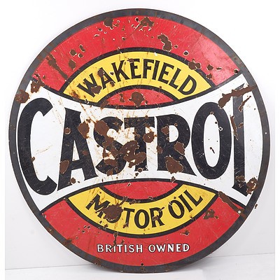 Vintage Castrol Wakefield Enamelled Metal Motor Oil Sign