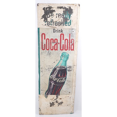Vintage Painted Metal Coca Cola Advertising Sign
