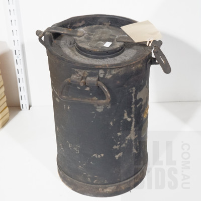 Vintage Simpson and Son Adelaide Insulated Metal Canister With Locking Lid and Makers Label Circa 1940's
