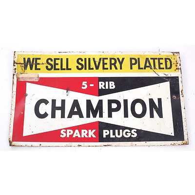 Vintage Painted Metal Champion Spark Plugs Sign