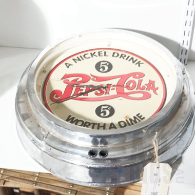 Replica Vintage Pepsi Cola Wall Clock with Neon Light
