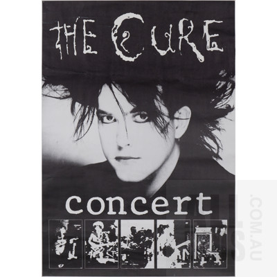 Vintage Cure Concert Poster on Backboard with Slip Cover