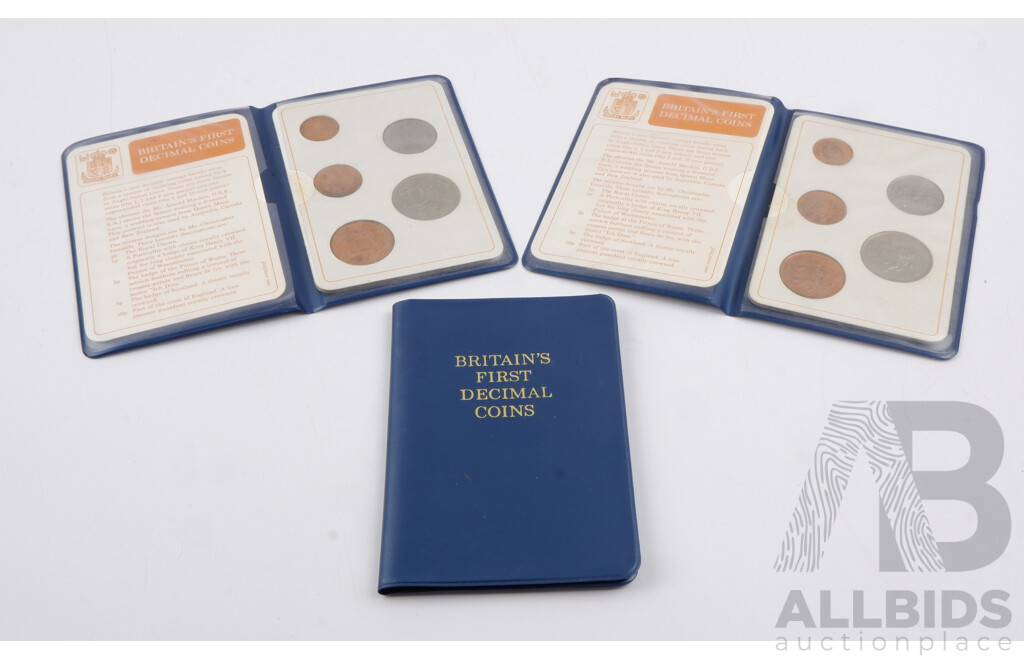 Three Vintage 1968 Britain's First Decimal Coin Albums