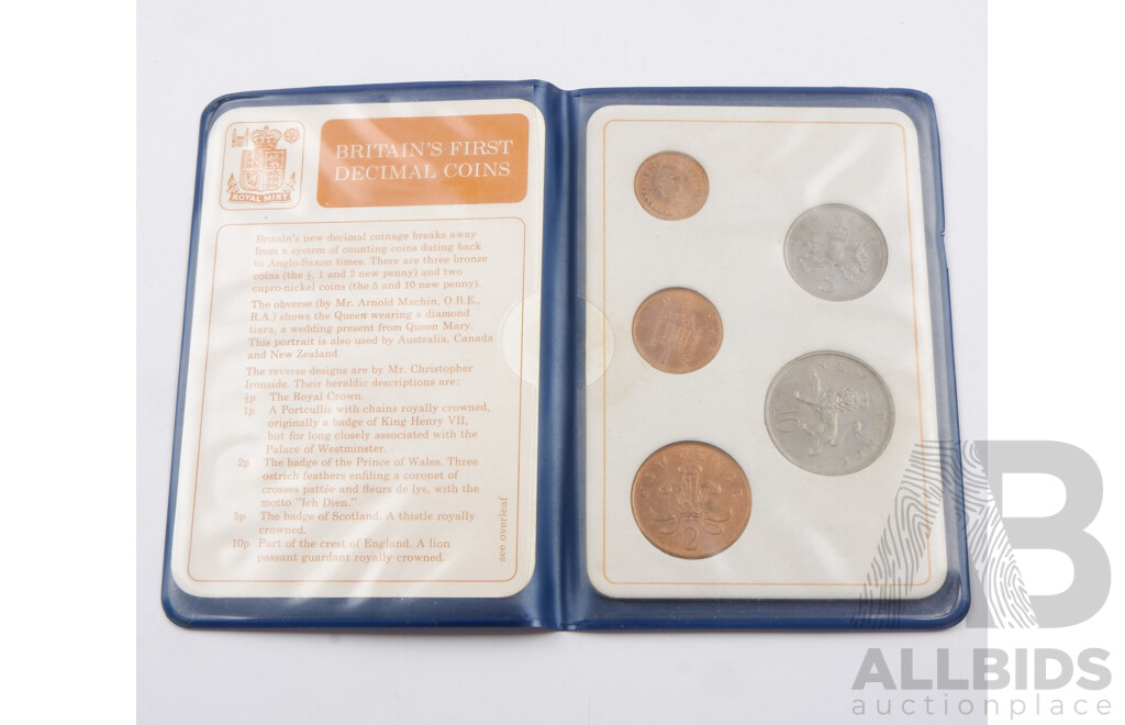 Three Vintage 1968 Britain's First Decimal Coin Albums