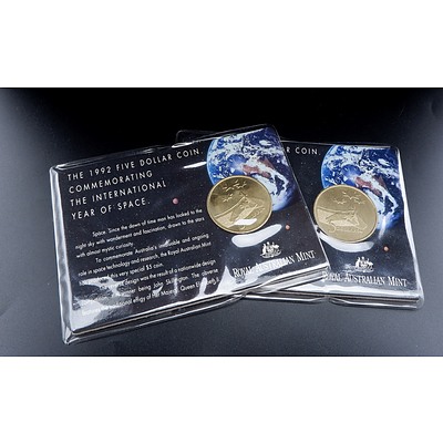 Two RAM 1992 $5 Coins Commemorating the International Year of Space