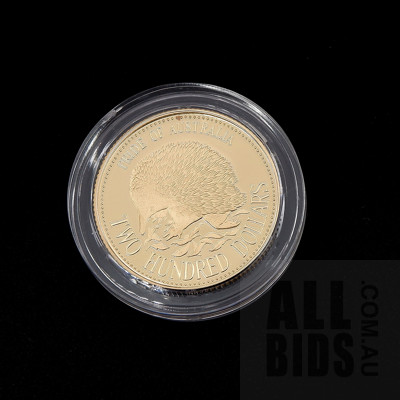 RAM 1992 22ct Gold $200 The Pride of Australia Proof Coin, Echidna No 6031
