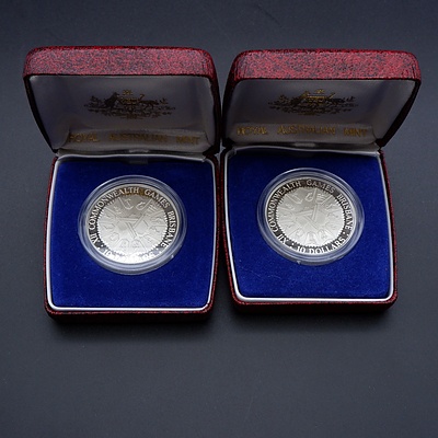 Two 1982 Commonwealth games Silver Proof Coins