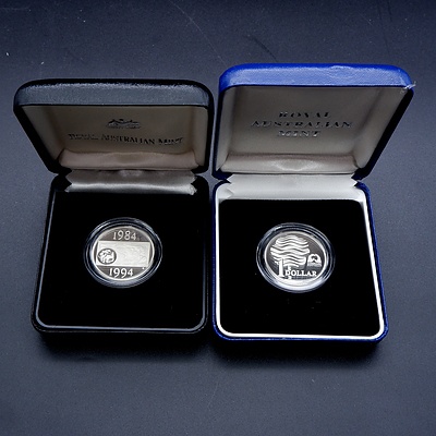 1994 and 1993 $1 Silver Proof Coins