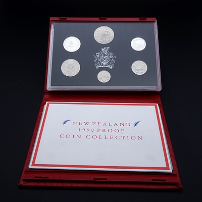 New Zealand 1990 Proof Coin Set, With two Sterling Silver Coins