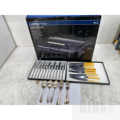 Bench Top Grill & Assorted Cutlery