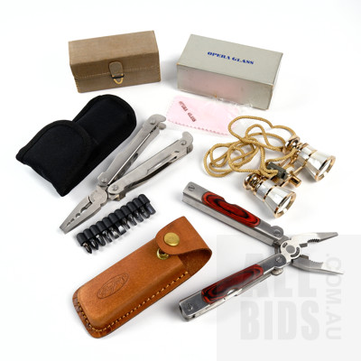 Sheffield Multitool with Leather Case, Another Multitool and Boxed Opera Glasses (3)
