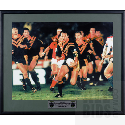 Framed Photo of Laurie Daley Representing Australia Against Great Britain