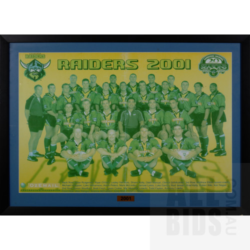 Framed 2001 Canberra Raiders Team Photo