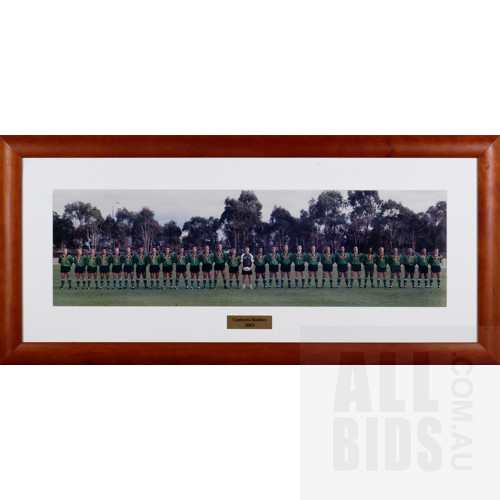 Framed 2002 Uniquely Formatted Canberra Raiders Team Photo