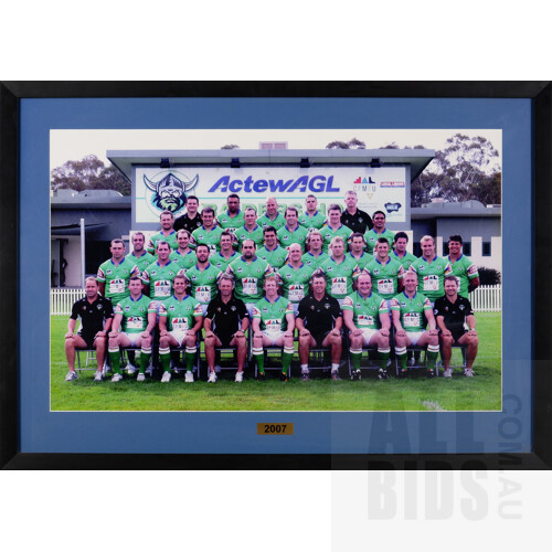 Framed 1999, 2007, and 2017 Canberra Raiders Team Photo