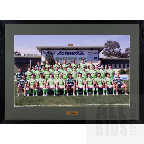 Framed 2000, 2005, 2010 and 2015 Canberra Raiders Team Photo Bundle
