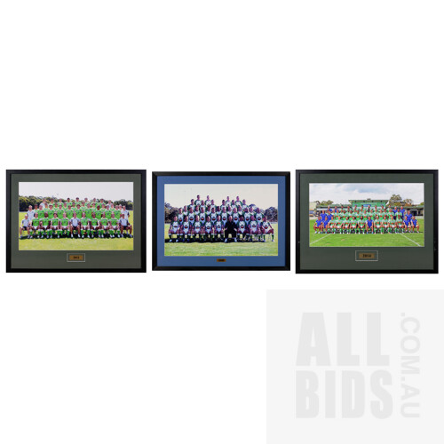 Framed 2006, 2011, and 2014 Canberra Raiders Team Photo Bundle