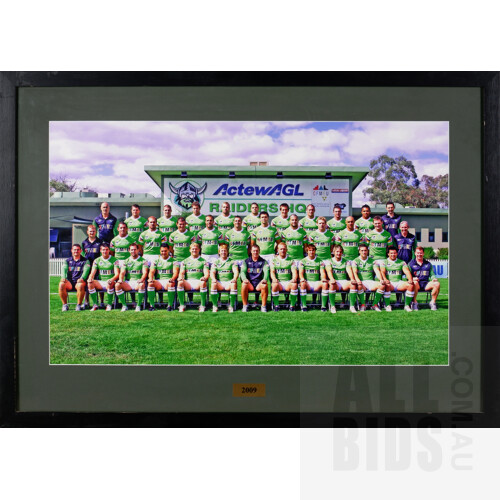 Framed 2008, 2009, 2012, and 2013 Canberra Raiders Team Photo Bundle