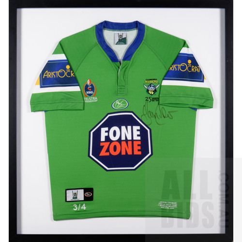 Framed and Signed Canberra Raiders Jersey Commemorating Jason Croker's 300th Game