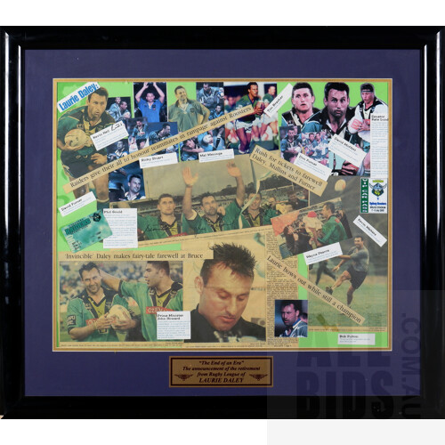 "The End of an Era" - Framed Collage of Canberra Raiders Legend Laurie Daley's Career and Retirement