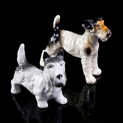 Two Vintage English Porcelain Terrier Figurines