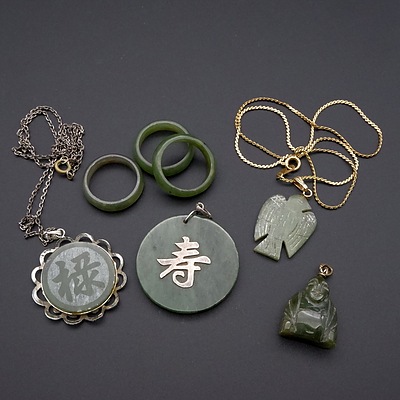 Collection of Chinese Nephrite and Greenstone Jewellery