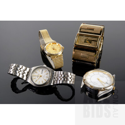 Four Quartz Wristwatches, Including Dunhill, Citizen, Sharp and More