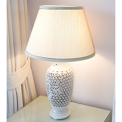 Pair of Asian Pierced Porcelain Table Lamps