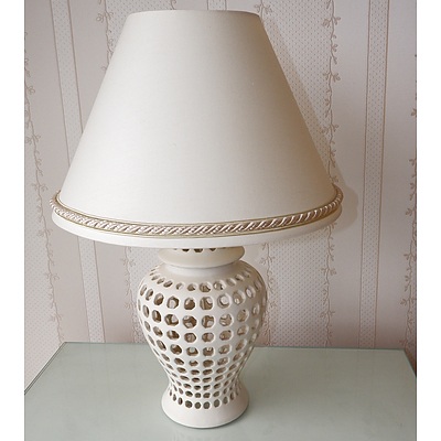 Pair of Asian Pierced Porcelain Table Lamps