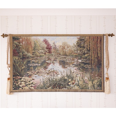 Classical Style Long Stitch Tapestry of a Lake Scene