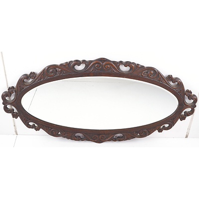 Large Profusly Carved Oak Framed Mirror, Early to Mid 20th Century