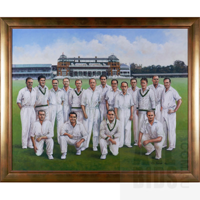 Dave Thomas, Untitled 2002 (Cricket Greats) Oil on Canvas, Image Size 92 by 115