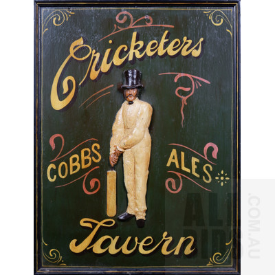 Antique Style Cricketers Tavern Cobbs Ale Sign