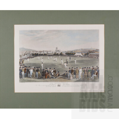The Cricket Match Between Sussex and Kent at Brighton. Modern Engraving