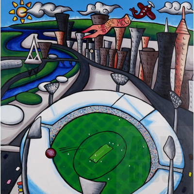 JS, Welcome to the MCG 2005, Oil on Canvas