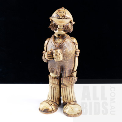 Studio Ceramic Figure of a Cricketer Holding a Beer