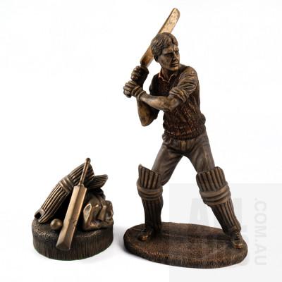 Sheratt and Simpson Painted Resin of a Cricketer Swinging a Bat and a 1997 Collectable World Studio Painted Resin Cricket Kit