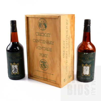 Boxed Cricket Centenary Vintage Port, 1979 Prince of Wicket Keepers and 1974 Captain Australia