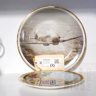 'The Spitfire' Edwardian Fine China Display Collectors Plate and 'The Famous Herring Hunting Scene Collectors Plate